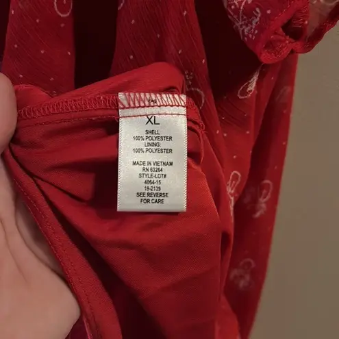 Roz & Ali Roz Ali Bicycle Print Red Adorable Top | Petite XL