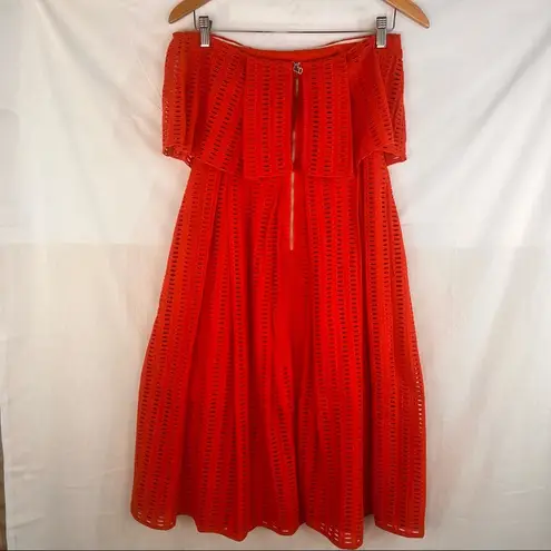 Saylor x Revolve Womens Strapless Midi Dress Sz S Orange Eyelet Party Wedding