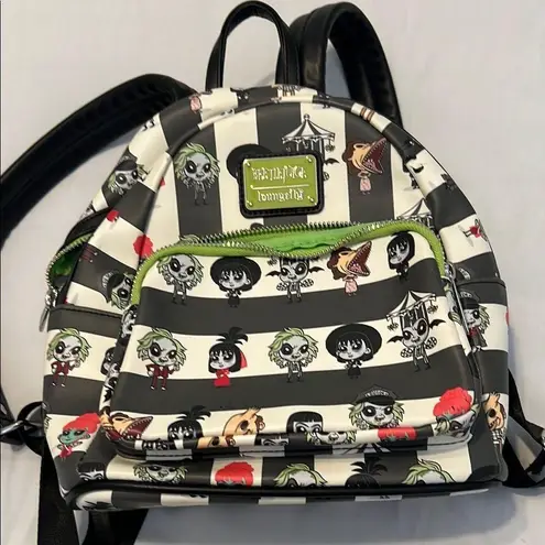Lounge Fly Black and White Striped Beetlejuice Beetlejuice Backpack EUC