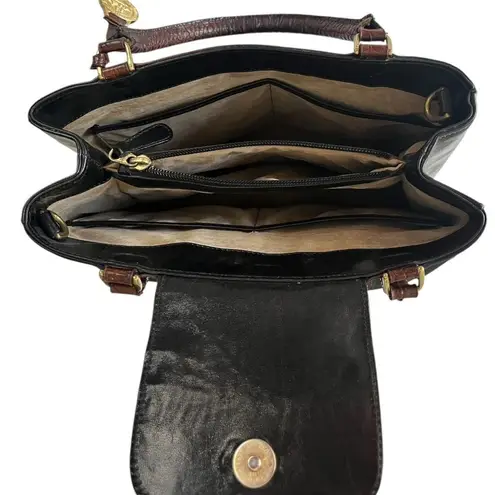 Brahmin Pecan Tuscan Crocodile Melbourne Satchel Black Brown