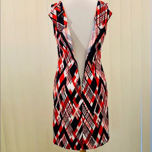 Connected Apparel Red, white & navy sleeveless dress.
