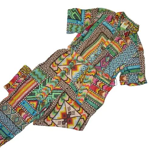 Farm Rio NWT Banana Scarves Jumpsuit Tropical Print Soft Fluid Belted 1-Piece M