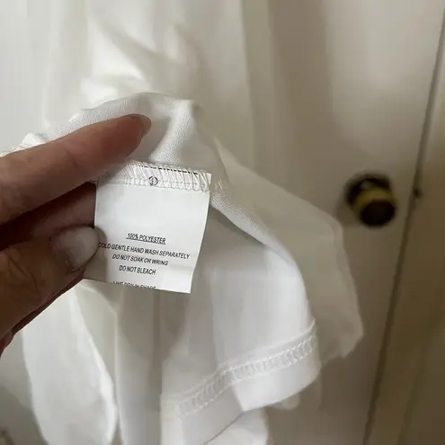 Selfie Leslie NEW!  Floating By Plunging Neckline Mesh Overlay Midi Dress White L