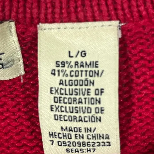 Classic Elements FESTIVE CHRISTMAS ARGYLE CARDIGAN SWEATER SANTA L RED PREOWNED