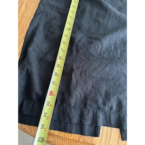 Black Elastic Waist Midi Skirt With Drawstring & Back Slit