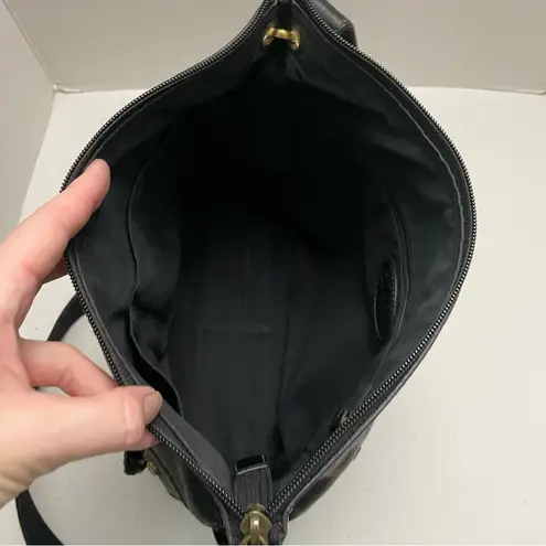 Fossil Vintage  Purse Crossbody Leather Pockets Buckle Adjustable Black Bronze