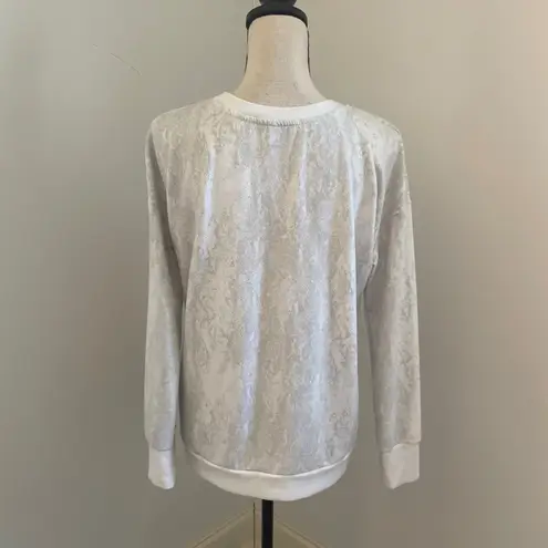 Mondetta Snakeskin Crewneck Pullover Sweatshirt size Small Cream Soft Girl Layer