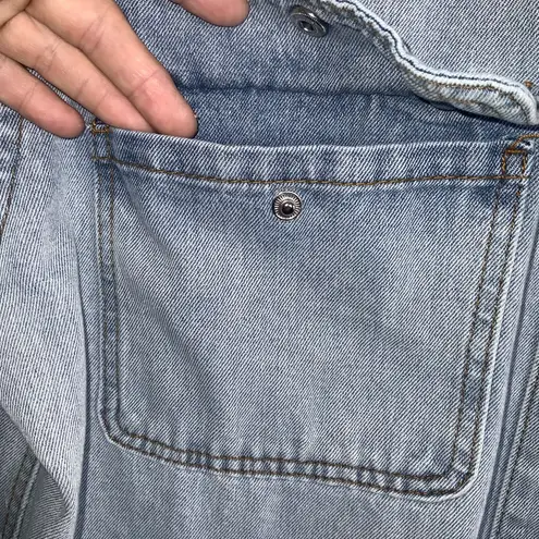 Stoosh Vintage Light Blue Jean Cotton Jacket Shacket Button Front Pockets XL