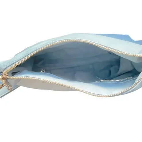 Bebe  Crossbody Bag Faux Pebbled Leather Slate Blue Shoulder Purse Vegan Leather