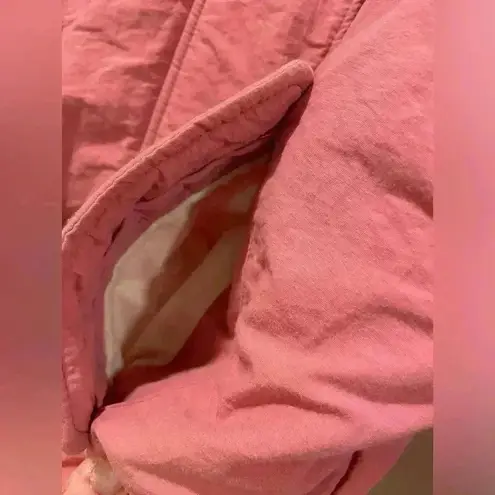 VTG Woolrich Pink Nylon Cream Fleece Lined Jacket Logo Collared Size Large