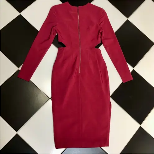 Finders Keepers Oblivion Revolution Midi Dress Cutouts Lipstick Red Cocktail szS