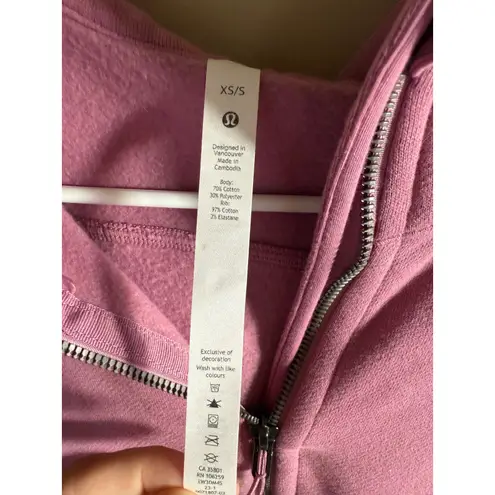 Lululemon Scuba Oversized Cropped Hoodie XS/S Half Zip Pullover Pink