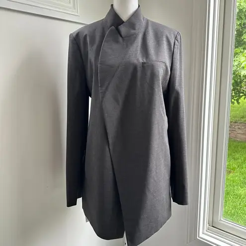 MM.LaFleur NWT Oliver Gray Melange Large Wool Angled Open Front Blazer Women's