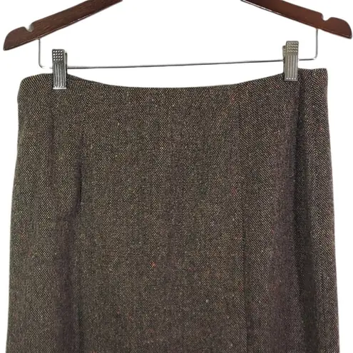 Vintage KENZO JUNGLE Size 8 Brown, Pink Tweed Wool Blend Embroidered Skirt Brown