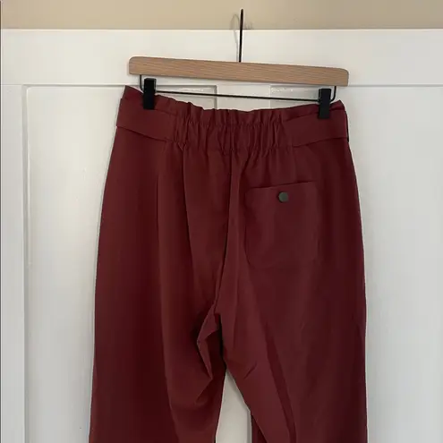 Athleta  Skyline II High Rise Paper Bag Waist Belted Tie Waist Pant Cognac Size 6