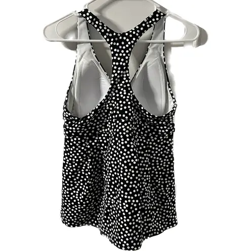 Lands'End Women's  Tankini, Black Scattered Dot Size 8