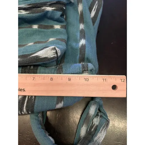 El Paso Saddleblanket Woven Cotton Backpack Blue Ikat Stripe Boho Southwestern