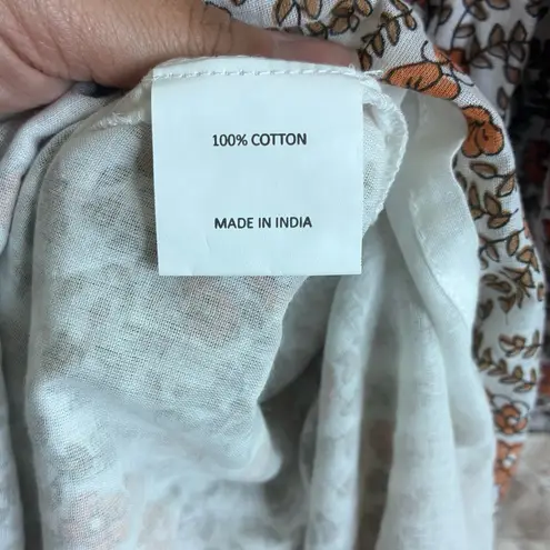 Daughters of India Binita Apricot Floral Print Maxi Dress Size Small Orange