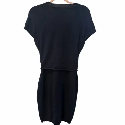 Susana Monaco Navy Tie-Front Sweater Dress Merino Wool Blend Size M