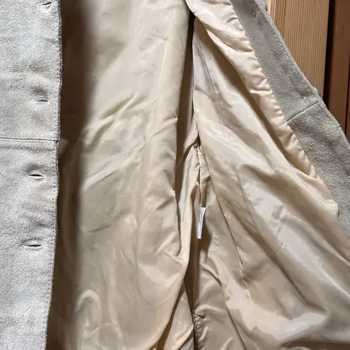 California vintage VTG 70s Women's Suede Leather Belt Knit Cardigan Sweater Jacket Beige Size Small