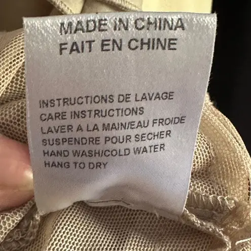 Cartise Tan Midi Vertical LaceTiered Layered Formal Dress Size 10 Zip In Back