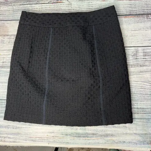 Loft  Ann Taylor Basket Weave Black Straight Pencil Skirt 10