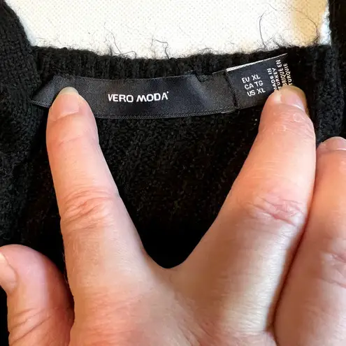 VERO MODA Black Knit Crop Top Sweetheart Neckline Sleeveless Tank EU XL