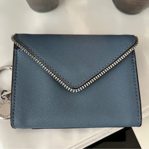 Rebecca Minkoff  Small Blue Envelope ID Wallet Silver Trim w/ attached KEYCHAIN - Image 2