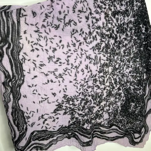 STINE GOYA Wool Scarf Malis Shawl Purple Black Abstract Winter Maximalist Wrap