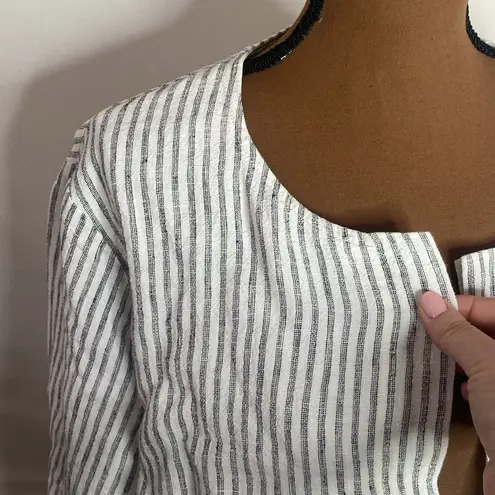 Poetry UK 100% linen striped boxy open front blazer jacket size 6