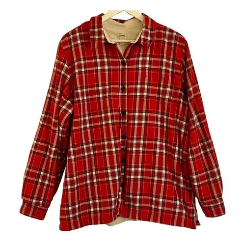L.L. bean red flannelāfleece trim button down size XL