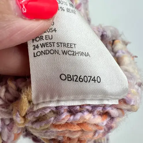 Free People  confetti pullover cropped oversized snuggly pink sweater size small - Image 4