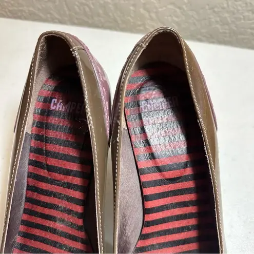CAMPER ARIADNA Patent Brown Leather Pumps Size 8 EU38 Purple
