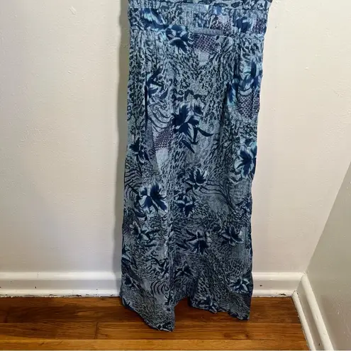 Jane Ashley Vintage Sleeveless Maxi Dress Blue Floral L