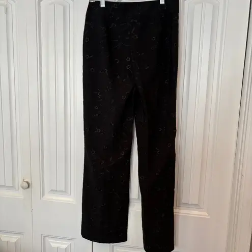 Versailles New York Black Embroidered Floral Dress‎ Pants Size 8