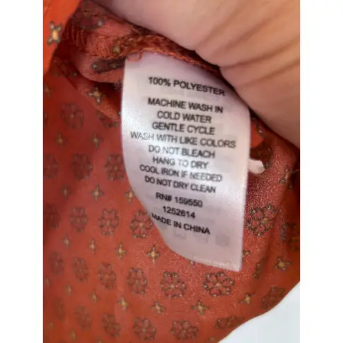Carolina belle Orange Patterned V-Neck Blouse - Size L