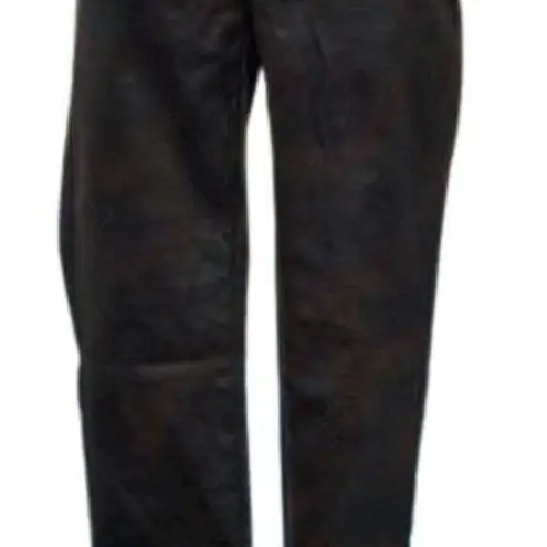 Cache  Brown Vegan Leather Lined Pant Jean Style Stretch Lace Reptile $128 NWT