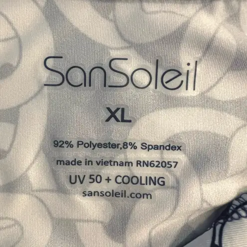 SanSoleil Cooling Long Sleeve Golf Sun Shirt XL Blue White San Soleil $110 EUC
