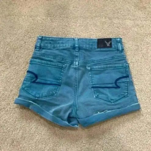 American Eagle  super super stretch high rise shortie denim shorts in size 00