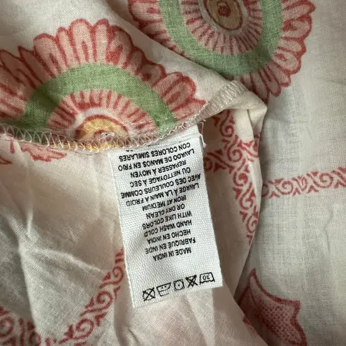 dRA Los Angeles Boho Block Print Cotton Maxi Dress L Floral Peasant Tassel Size L