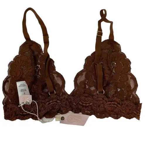 Free People HAH Size S Chi Bralette In Milk Chocolate Brown Lace Sheer NEW