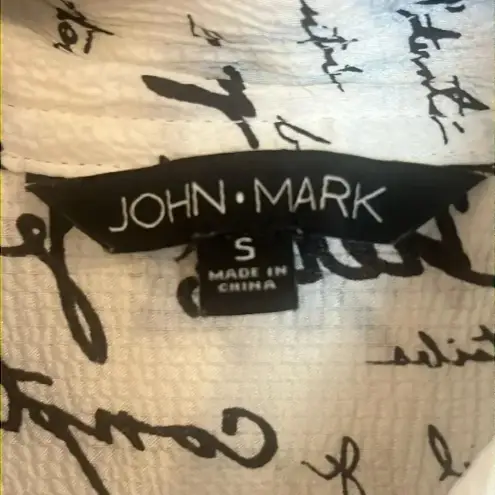 John Mark Multi Color Print Long Sleeve Button Tunic Sz Small (Fits Larger) White