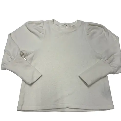 Madewell  Top Womens XS Cream Brushed Puff Sleeve Shirt Blouse