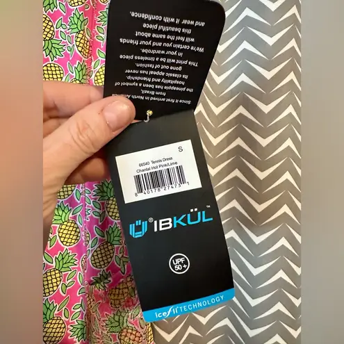 NWT Ibkul | Chantal Hot Pink/Lime Print Sleeveless Mock Dress, size S Pink