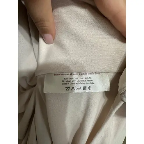 MM LaFleur deneuve faux wrap blouse Beige Draped Long Sleeve V Neck Size Medium Tan