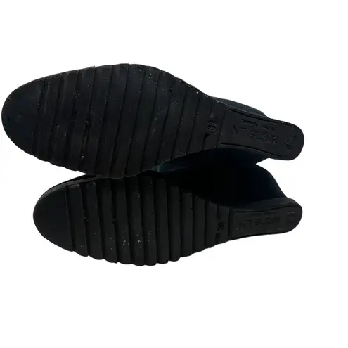 Arche Suede Wedge Tall High Boots Side Zip Leather Stripe Black Size 38 US 7