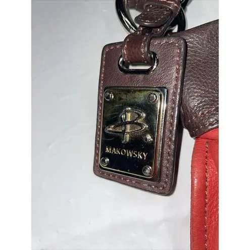 B. MAKOWSKY Purse‎ Crossbody Red Brown Pebbled Leather Shoulder Handbag Buckled