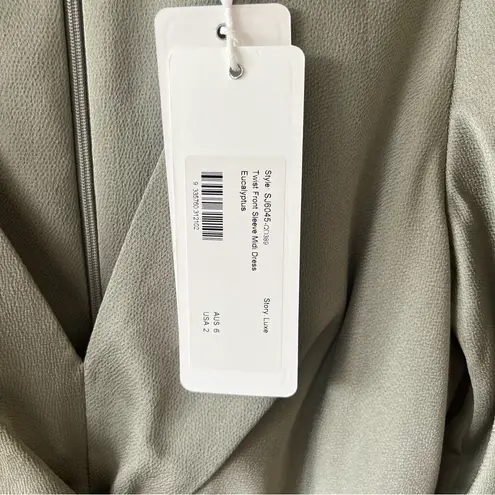 Shona joy Luxe Balloon Sleeve Knot Front Midi Dress - Eucalyptus Size 2