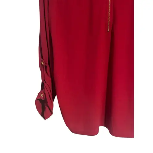 Sweet Wanderer Maternity Blouse Womens XL Red Elastic Sides Roll Tab Sleeve