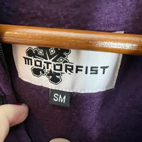 Motorfist zip up fleece lined purple hoodie pockets snowboarding small / medium